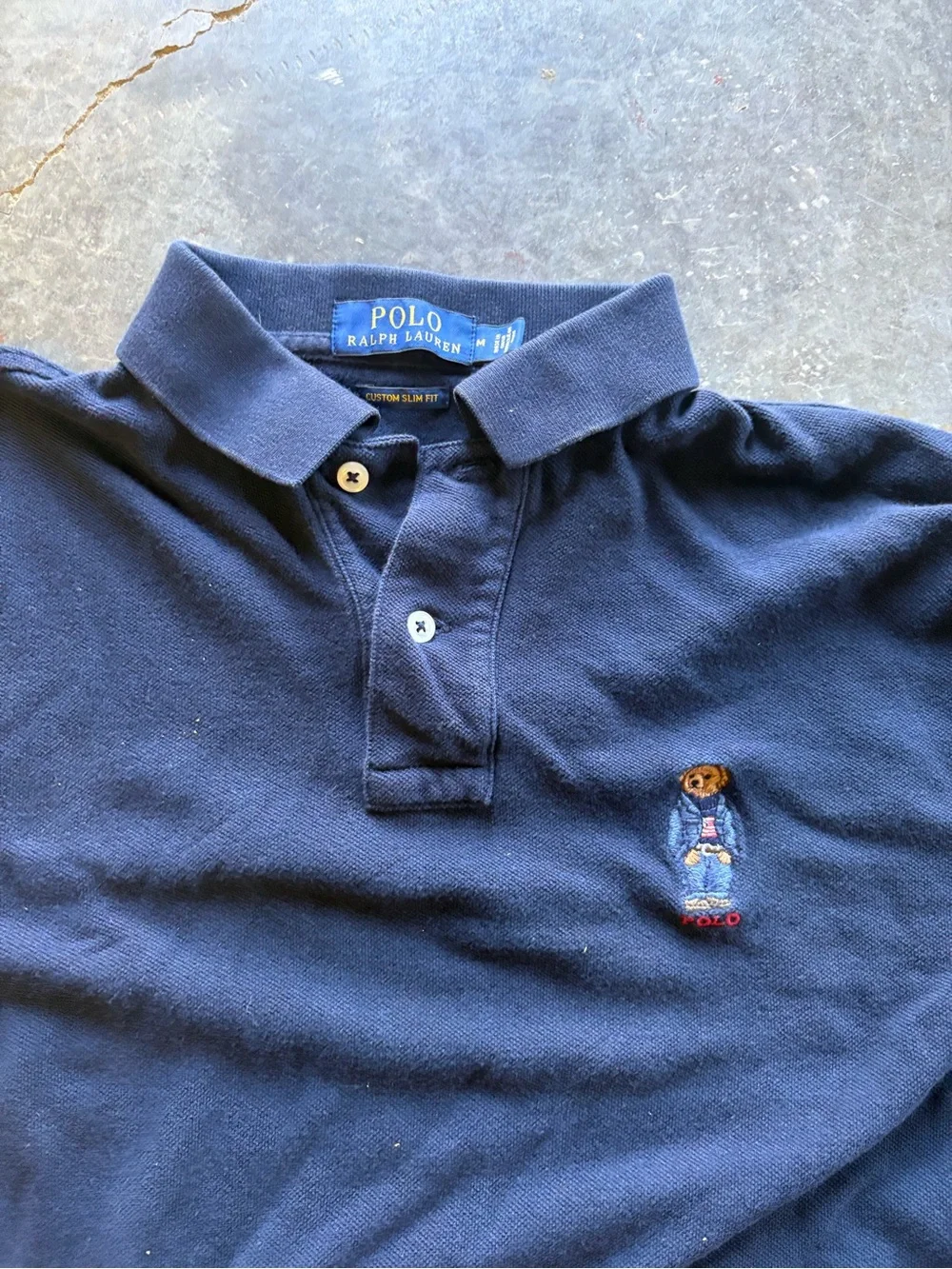 Ralph Lauren Navy Polo with Embroidered Bear